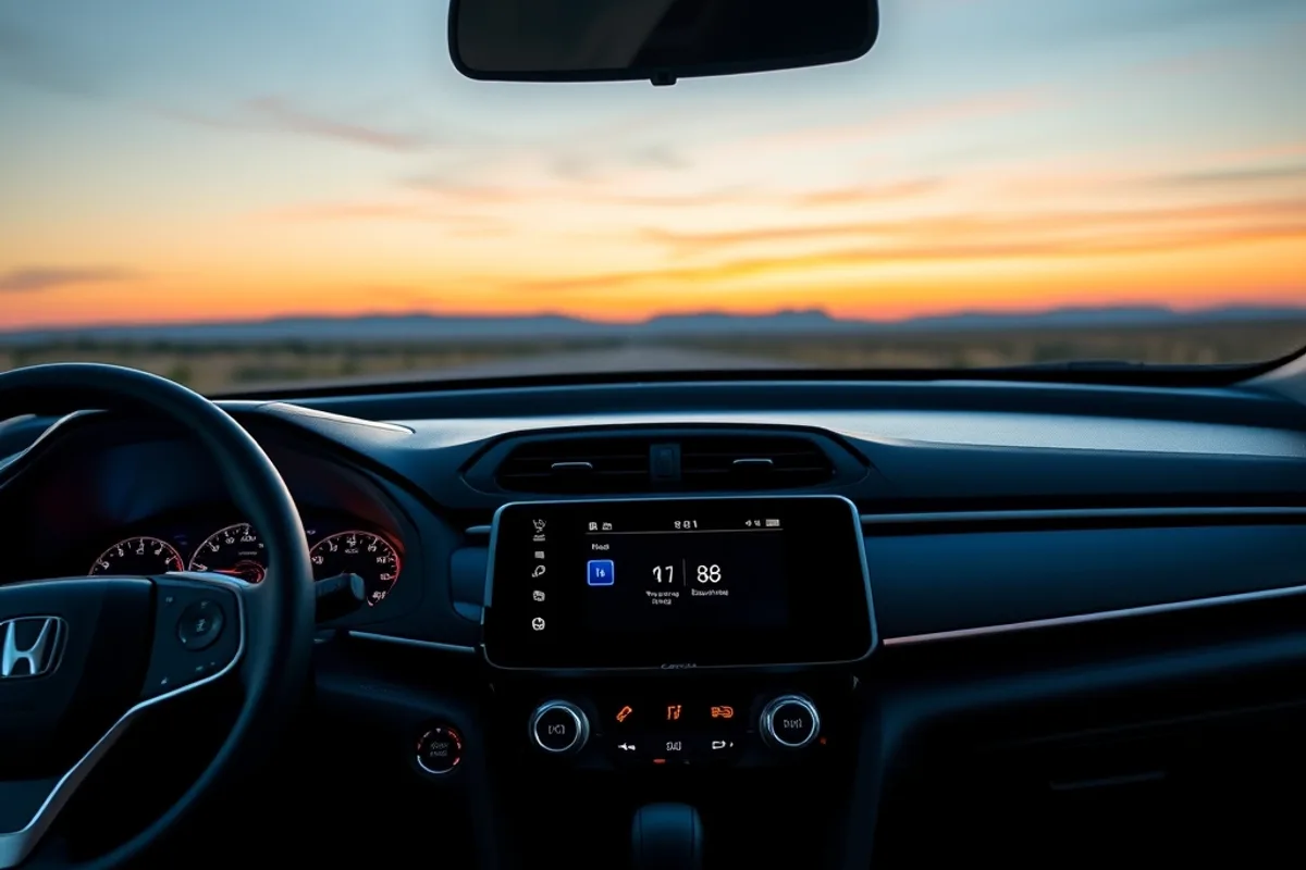 Dashboard and centre console of the 2026 Honda CR-V at dusk