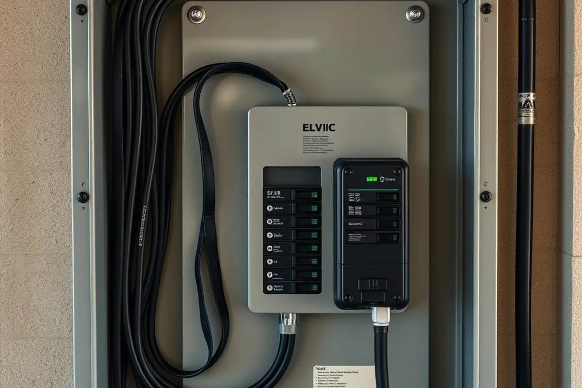 Residential electrical panel with a new breaker installed for EV charging